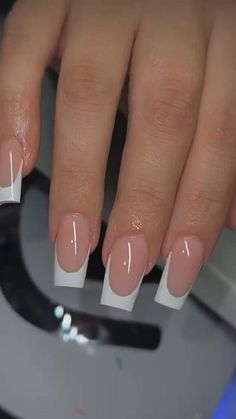 White Tip Acrylic Nails, White Tip Nails, White Acrylic Nails, Work Nails, White Tip