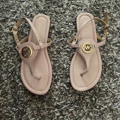 Worn Once! These Are In Perfect Condition! Please Make Offers! Michael Kors Open Toe Sandals For Vacation, Michael Kors Pink Open Toe Sandals, Michael Kors Ankle Strap Sandals With Branded Insole, Michael Kors Pink Round Toe Sandals, Michael Kors Open Toe Sandals, Michael Kors Casual Ankle Strap Sandals, Michael Kors Sandals For Spring, Michael Kors Flat Sandals, Spring Wedges