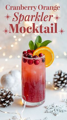 Non Alcoholic Sparkling Drinks, Orange Cranberry Mocktail, Festive Mocktails Non Alcoholic, Xmas Drinks Non Alcoholic, Gingerale Mocktail Recipes, Sparkling Cider Mocktail Non Alcoholic, Mocktail Martinis, Cranberry Mocktail Non Alcoholic, Sugar Free Mocktails Non Alcoholic