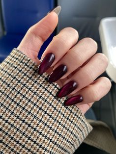 Burgundy Cat Eye Nails, Burgundy Nails, Cat Eye Nails, Nails Design, Nail Designs, Nails, Green