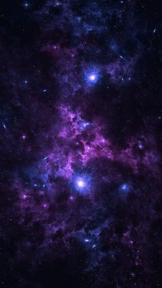 purple and blue space filled with stars in the night sky, as seen from earth