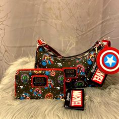 Bnwt Marvel Loungefly Hulk Thor Shoulder Bag And Wallet Set Bundle This Gorgeous Bundle By Loungefly Comes With A Shoulder Bag And Wallet Which Features All The Marvel Superheroes! Perfect For Comic-Con And All Marvel Lovers! Fast Next Day Shipping Smoke And Pet Free Marvel Superheroes, Hulk, Thor, Wallets, Bag Lady, Bundles, Marvel