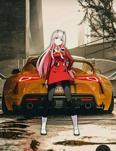 Automotive Artwork, Cool Anime Wallpapers, Zero Two, City Wallpaper, Darling In The Franxx, Car Girl, Jdm, Dream Cars