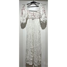 Nwt Free People Women’s Wedgewood Maxi Dress In Ivory White Flowy Maxi Dress With Lace Trim, Flowy White Maxi Dress With Lace Trim, White Short Sleeve Maxi Dress With Lace Trim, Bohemian White Midi Dress With Lace Trim, White Bohemian Flowy Midi Dress, Off-white Maxi Dress With Lace Trim For Brunch, White Maxi Dress With Lace Trim For Spring, Off White Maxi Dress With Lace Trim For Brunch, White Lace Trim Maxi Dress For Spring