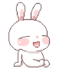 a pixel art bunny sitting down with its eyes closed