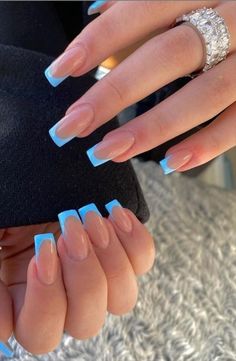 50+ Trending Summer Nails Design Inspo French Tip Acrylic Nails, French Acrylic Nails, Blue Nail, Acrylic Nails Coffin Short, Summer Acrylic Nails, Short Acrylic Nails Designs, Pink Acrylic Nails, Square Acrylic Nails, Short Acrylic Nails