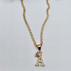 Brazilian Gold-Filled Chain With Pendant Included. 20” Letter “A” Chain With Pendant, Brazilian Gold, Letter A, Gold Filled Chain, Womens Jewelry Necklace, Size 20, Gold Filled, Jewelry Necklaces, Womens Sizes