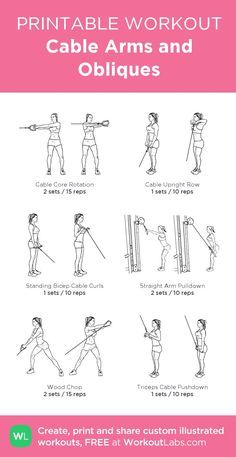 the printable workout poster shows how to do an arm and shoulder exercises for women