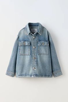 DENIM OVERSHIRT - Blue | ZARA United States Denim Overshirt, Waistcoat Dress, Kids Wardrobe, Cardigan Sweater Dress, Cardigan Sweater Jacket, Shirt Blouses Tops, Anorak Jacket, Leather Shirt, Tshirt Skirt