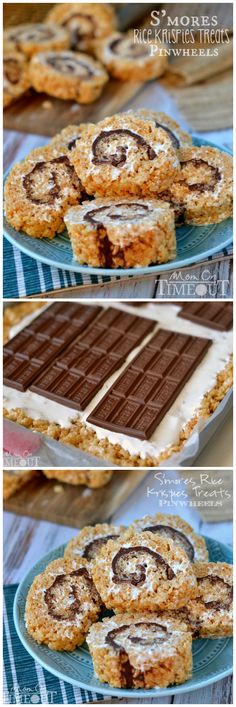 three different pictures of cookies and chocolate on a plate