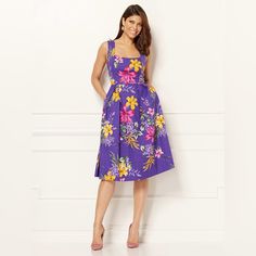 Ny&C Sleeveless Floral Print Dress (Nwt) Color: Purple / Size: 6 / Item# 401-1 Sleeveless Fit And Flare Midi Dress For Day Out, Sleeveless Fit And Flare Sundress For Vacation, Sleeveless Fit And Flare Midi Dress For Beach, Sleeveless Purple Summer Dress, Purple Sleeveless Midi Dress For Day Out, Sleeveless Fit And Flare Sundress For Summer, Purple Sleeveless Sundress For Garden Party, Purple Sleeveless Midi Dress For Spring, Purple Sleeveless Dress For Day Out