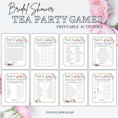 the bridal shower tea party games printable activities