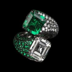 Emerald And Diamond Ring, Emerald Diamond Ring, Expensive Jewelry, Rare Gemstones, Emerald Jewelry, Wrap Rings, Emerald Diamond