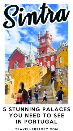 an advertisement for sintra featuring people climbing stairs