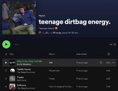 an image of a screen shot of a web page with the message teenage dirtbag energy