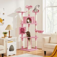 This 79" tall cat tree with sky loungers provides your cats with VIP seats of the panorama view of the room or outside the window and the feeling of being at the top of the world. The sturdy and stable design makes this cat tower a fun center to jump, climb, have fun and lounge. It has 2 condos and a soft basket for a little R&R. The scratching posts and corrugated sisal ramp help develop positive scratching behavior. Specifications: Material: manufactured board, 400gsm plush, sisal Overall dime Soft Basket, Cat Climbing Tower, Large Cat Tree, Climbing Tower, Niche Chat, Stable Design, Cat Tree Condo, Work Space Decor