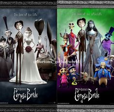 two movie posters for corpse bride and the love of his life