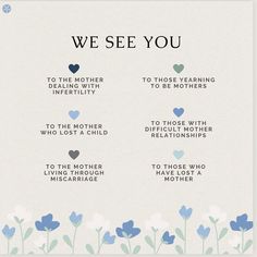 a mother's day card with the words we see you and flowers on it