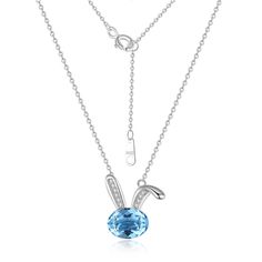 Wholesales Silver Jewelry Blue CZ Rabbit Pendant Necklace Jackrabbits Necklace Blue, Rabbit Pendant, Wholesale Silver Jewelry, Jewelry Blue, 925 Silver Jewelry, 925 Silver, Silver Jewelry, Women Jewelry, Pendant Necklace