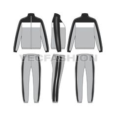 Tracksuit Illustration, Sportswear Fashion Illustration, Active Wear Fashion Illustration, Sports Wear Fashion Illustration, Clothes Mockup, Sports Wear Outfits, Tracksuits For Men, Track Design, Clothing Templates