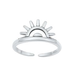 Sterling Silver Sunset Sun Toe Midi Ring Adjustable Day Band .925 New Jewelry Female Unisex All our silver jewelry is crafted from .925 silver also commonly referred to as sterling silver. Sterling silver is the standard for beautiful high-quality silver jewelry and cannot be replicated by lower priced silver plated jewelry. It is 92.5% pure silver, mixed with alloys to add strength and durability to stand the test of time. Keep your fine jewelry shiny and elegant by storing it properly. Jewelry needs to be stored in a dry area, preferably away from air in a jewelry box or plastic bag. Avoid exposure to harsh chemicals. Use a polishing cloth to remove tarnish build-up over time. Size: One Size.  Age Group: adult. Sterling Silver Toe Rings, Silver Toe Rings, Midi Ring, Stylish Rings, Midi Rings, Jewelry Rings Diamond, Silver Plated Jewelry, Silver Accessories, New Jewelry