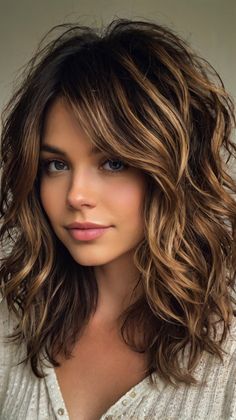 Glamorous Layered Haircuts for Long Hair: Hair Ideas for U-Cut Layers 💇 Elle Langley Hair, Long Hair With Textured Layers, Layer Cut For Wavy Hair, Long Women’s Hairstyles, Long Layered Haircuts Wavy Hair, Curly Haircuts With Layers, Hair Color For 50 Year Old Women, Long Hair Styles For 50+ Women, Different Haircuts For Long Hair