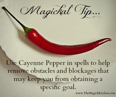 Use Cayenne to remove obstacles! Hoodoo Spells, Luck Spells, Magick Spells, Wiccan Spell Book