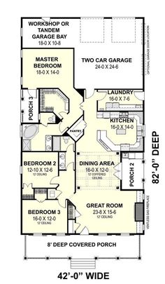 the floor plan for this house shows two separate rooms, and one bedroom with an attached garage