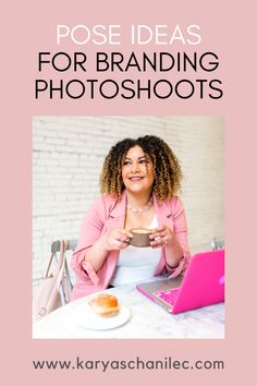 a woman sitting at a table with a cup of coffee in front of her and the words how to take photos indoors