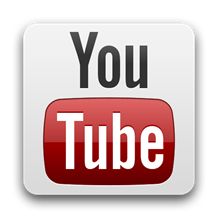 the youtube logo is shown in red and white, with black letters on it's side