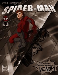 the cover to spider - man is shown in black and white