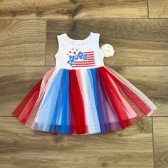 Brand New Red, White, And Blue Tulle Dress 95% Cotton 5% Spandex Blue Tulle Dress, Patriotic Dresses, Blue Tulle, Sweet Dress, Tulle Dress, Red White And Blue, Kids' Dresses, Red Blue, Red And Blue