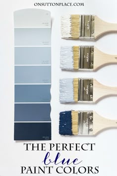 the perfect blue paint colors for walls and floors with text overlay that reads, the perfect love paint colors