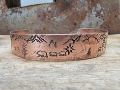 Rustic Stamped Cuff Bracelet Gift, Rustic Stamped Bracelets For Gifts, Rustic Bangle Cuff Bracelet As Gift, Rustic Stamped Bracelets For Gift, Rustic Handmade Cuff Bracelet Gift, Rustic Handmade Cuff Bracelet As Gift, Handmade Rustic Cuff Bracelet As Gift, Mens Copper Bracelet, Outdoorsman Gifts