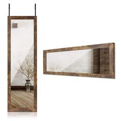 The Full Length Standing Mirror is made of wood for stability, with a natural brown finish to fit in with a classic-style decor. You can use the D-rings at the back to hang this rectangular mirror either vertically or horizontally according to your preference. Standard glass cleaner and a soft cloth are all you need to keep this mirror clean. Specs: Material: Wooden Rustic Full Length Mirror, Mirror With Wood Frame, Wood Full Length Mirror, Over The Door Mirror, Full Length Mirror Wall, Rustic Wood Frame, Wood Wall Mirror, Body Mirror, Dressing Mirror