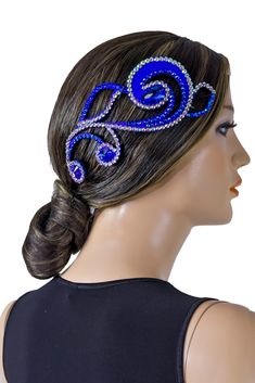 Complement your dance outfit with this blue flower hair piece. Made with high quality materials at an affordable price, this accessory provides the perfect accent on the dance floorDesigned in Los Angeles by SM Dance Fashion Dance Costumes Ballet, Flower Hair Piece, Flower Hair Pieces, Dance Outfit, Beading Jewelry, Patterns Ideas, Costume Patterns, Jazz Dance, On The Dance Floor