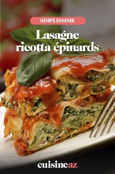 Lasagne ricotta épinards Lasagna With Ricotta Cheese, Easy Spinach Lasagna, Butternut Squash Spinach, Gluten Free Lasagna, Easy Lasagna Recipe, Healthy Italian, Veggie Lasagna, Vegetarian Lasagna, Spinach Lasagna