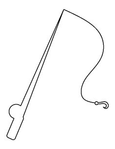 a drawing of a fishing rod with a fish hook on it's end and a line attached to the pole