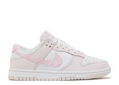 These dunks have a white leather base with pastel-pink overlays. The swooshes are white and pastel pink designed with the paisley design. Pink Dunks, Wmns Dunk Low, Nike Dunks Low, Dunks Low, Jordan Yeezy, Nylon Pants, Cute Nike Shoes, Cute Nikes, Pink Paisley