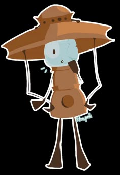 a cartoon character wearing a large hat