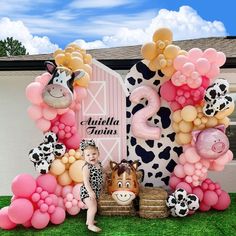 PRICES MAY VARY. 🍼Farm animal theme Party Supplies:🍼Our animal party decorations have a farm theme and are designed with different cute patterns like cow ,cow prints,pink pig head ，etc. The pink and black decor caters to the cow theme, creating a cheerful and relaxing party atmosphere for sweet and unforgettable party memories. 🐄WARM TIP:🐄The balloon garland is best made on the same day, And the photo effect is better! 🍼AIR OR HELIUM: 🍼No helium required unless you’d like the balloons fly Animal Themed Birthday Party, 2nd Birthday Party For Girl, Barnyard Birthday Party, Farm Theme Birthday, Fest Temaer, Idee Babyshower, Farm Animals Birthday Party