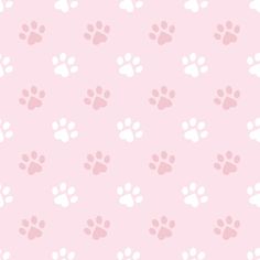 pink and white paw prints on a light pink background