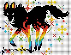 a cross stitch pattern with an image of a horse on it's back side