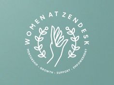 the logo for women atzendesk is shown in white on a green background