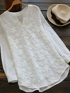 🚚FREE Shipping on orders over $80 ✨ use Code: "Mylook" for Extra Discount at checkout ﻿- 📏Sizing: run a little small 📏 Highlights - Simple design with a classic style- Features a loose neck and stylish floral embroidery- Long sleeves and loose hem provide a very casual and comfortable fit- Made with soft and skin-friendly fabric that is natural and breathable- Suitable for both Spring and Fall seasons- Perfect option for women who want an elegant look on vacation- Features a V-neckline- Long sleeves provide extra warmth during colder weather Specifications Gender: Women's, Style: Elegant, Casual, Occasion: Going out, Daily, Vacation, Tops Type: Shirt, Blouse, Neckline: V Neck, Fabric: Cotton Blend, Design: Embroidered, Details: Only tops, Sleeve Length: Long Sleeve, Elasticity: Inelasti Mexican Blouse, Vintage Blouse, Embroidery Blouse, Moda Vintage, Lace Embroidery, Floral Print Tops, Fashion Pattern, Mode Vintage, Blouse Vintage