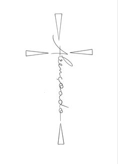 a drawing of a cross with the word jesus on it's side and an arrow drawn