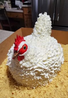 there is a cake in the shape of a chicken