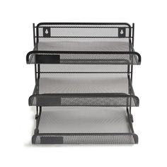 three tiered mesh desk organizer in black