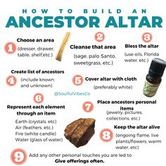 how to build an ancestor altar info sheet with instructions and pictures on the front page