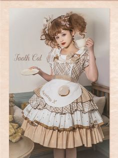 OP♥Ready to Ship♥Poached Egg♥Sweet Lolita Dress – nbsama Cute Muffin Dress Bjd Doll, Kawaii Outfit Ideas, Dolly Dress, Lolita Outfits, Cupcake Dress, Poached Egg, Costume Themes, Kawaii Fashion Outfits, Maid Dress